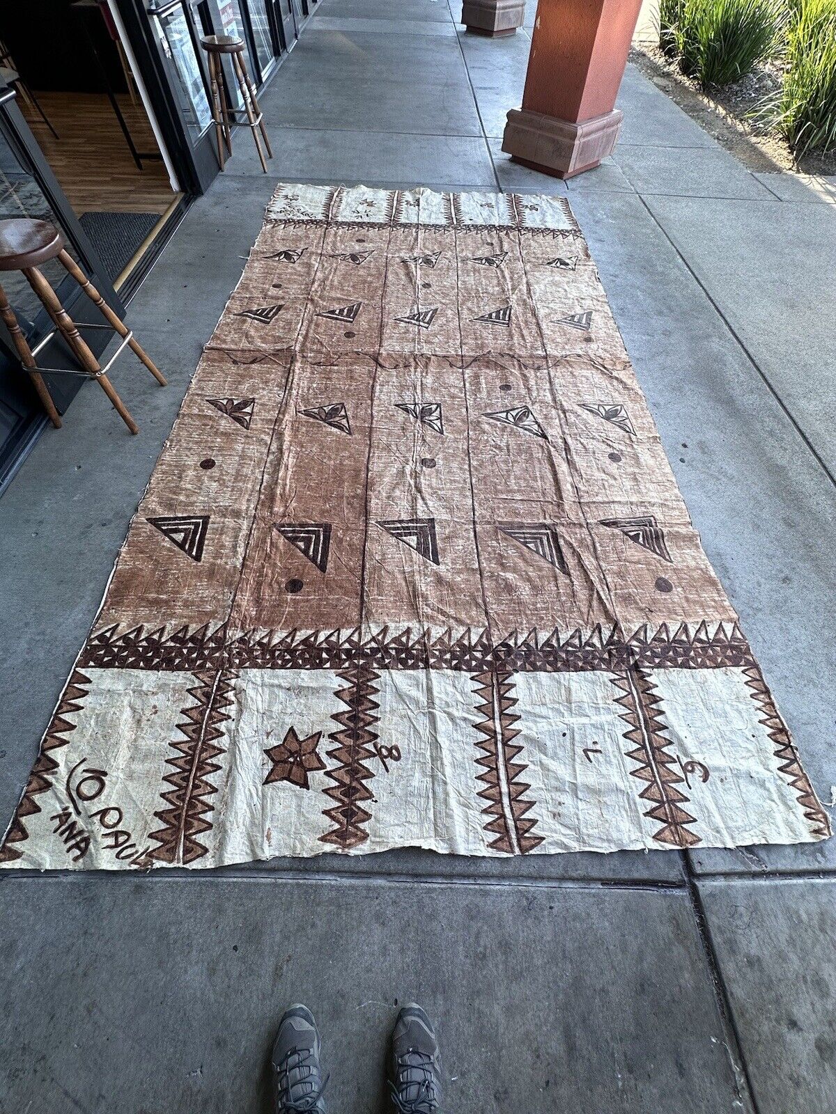 Vintage Siapo Samoan Bark Cloth Authentic Polynesian Tapa Art 16 x 8 Ft