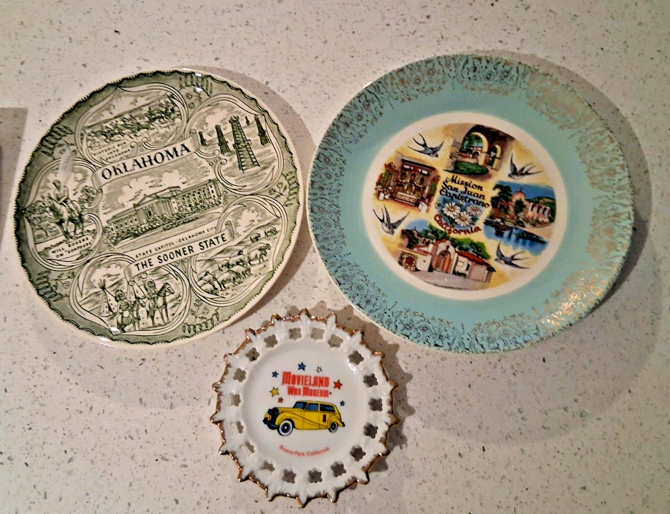 3 MCM Plates: Oklahoma Sooner, California San Juan, California Movieland