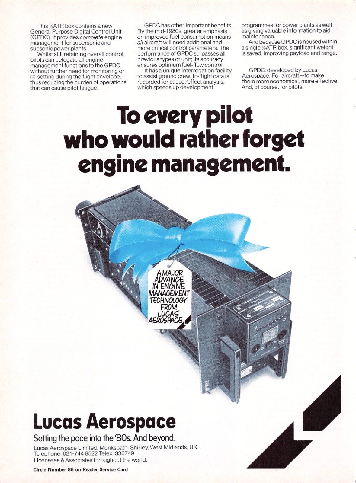 Lucas Aerospace 1/2 ATR Box Has GPDC To Manage Complete Engine Vtg Mag Print Ad