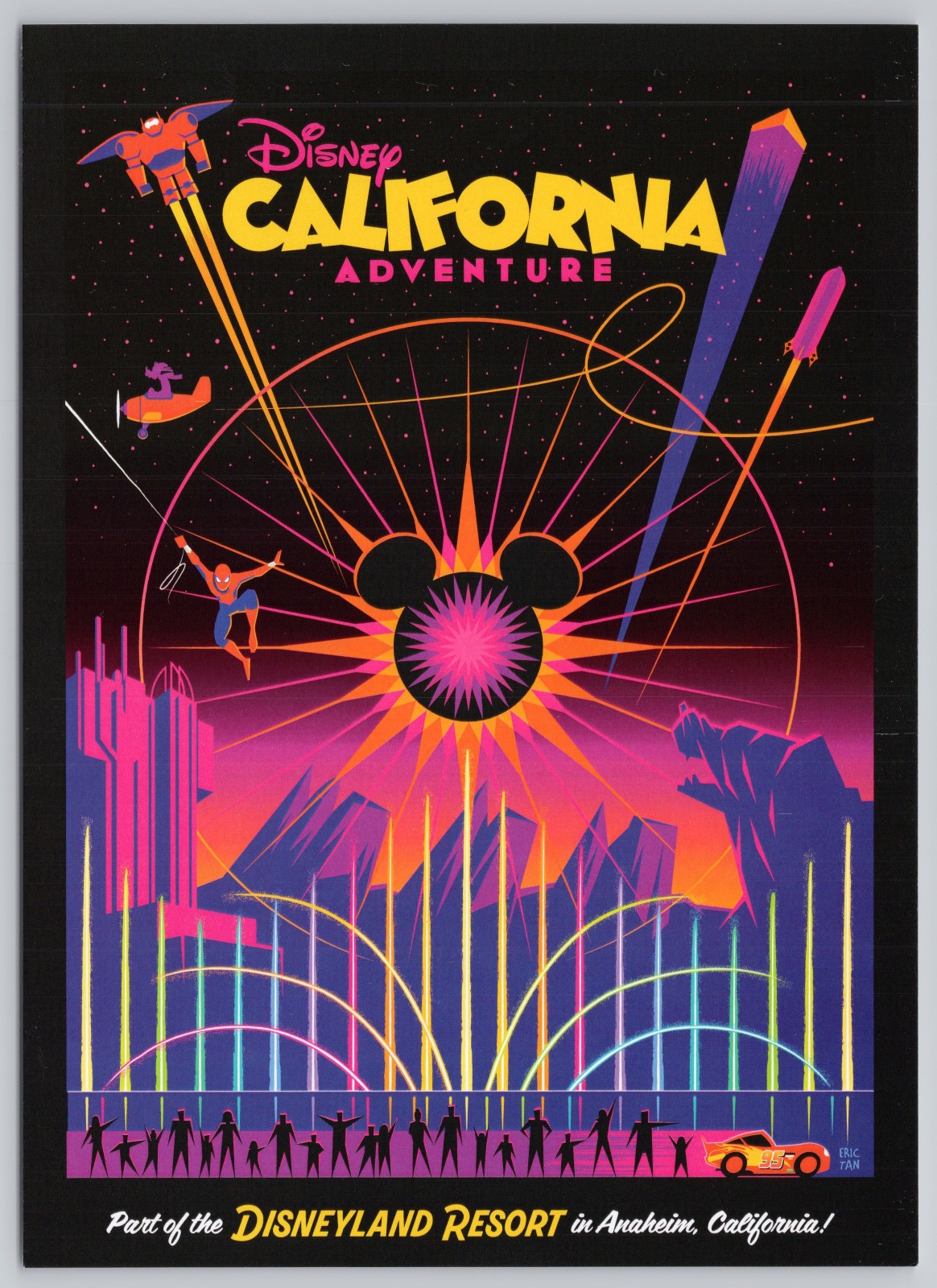 Disneyland Disney California Adventure Exclusive Art Postcard by Eric Tan 5x7