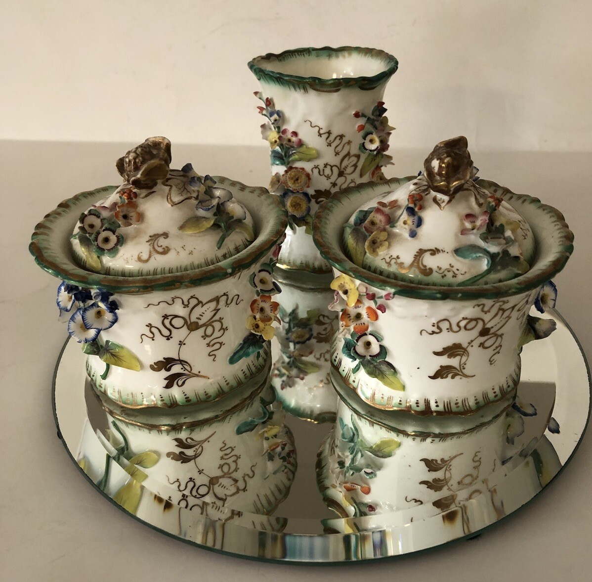 ANTIQUE Samuel Alcock BRITISH PORCELAIN WRITING DESK SET COALBROOKDALE c 1830
