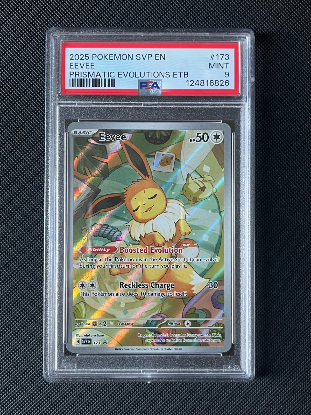 Pokemon 2025 Eevee 173/173 Prismatic Evolutions ETB Promo Holo PSA 9 EN
