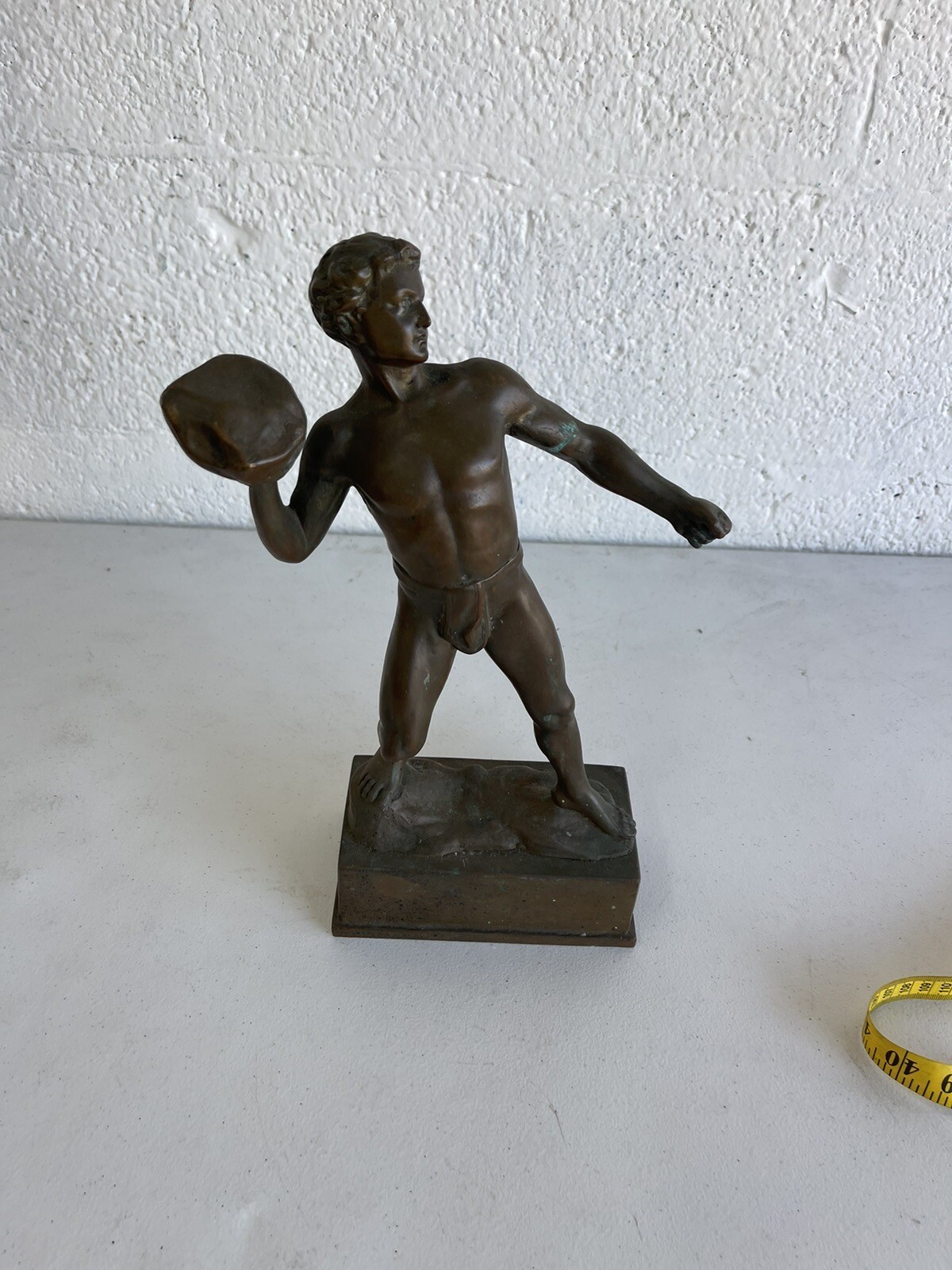 VINTAGE BRONZE SHOT PUT OLYMPIAN STATUE 
