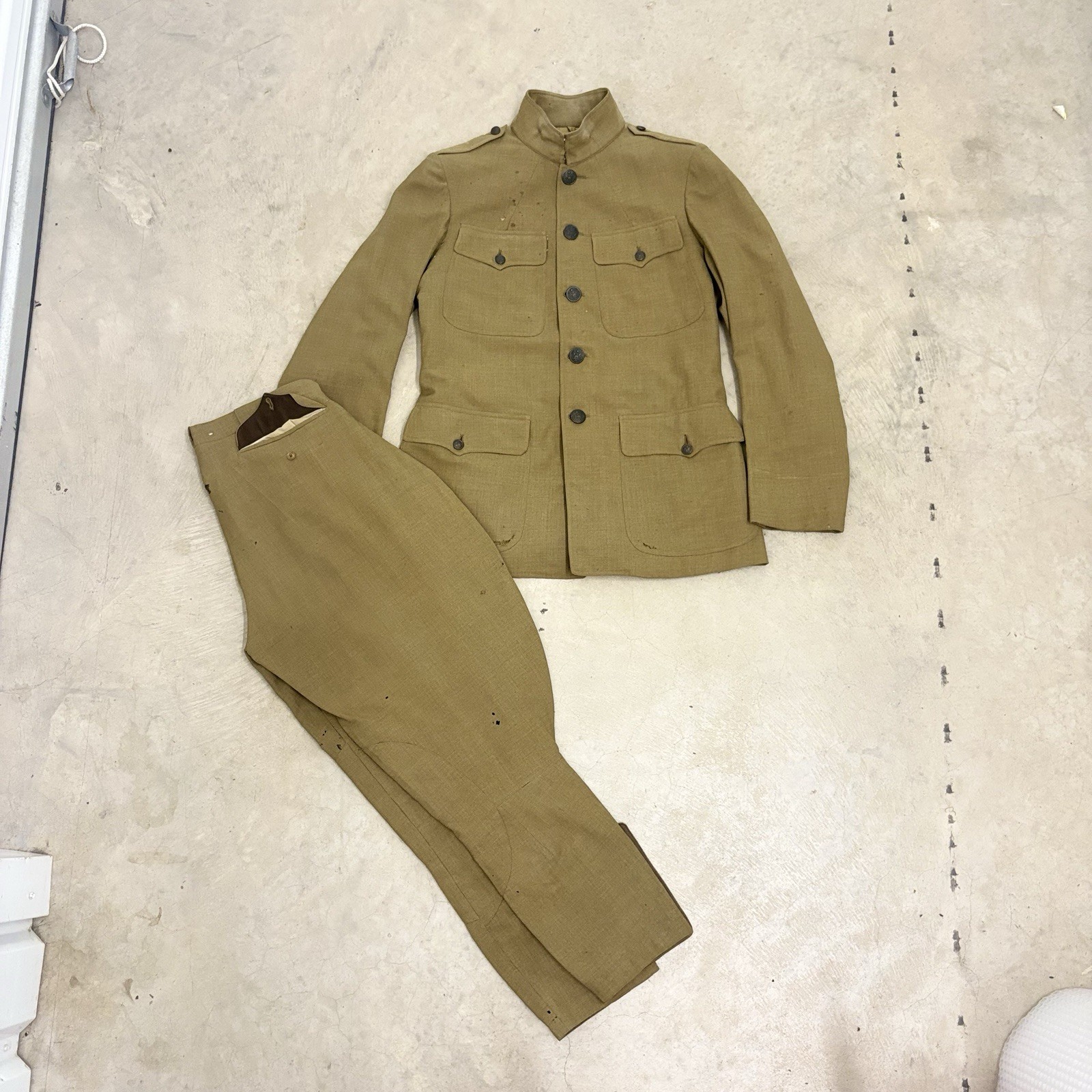 WWI US Army M1912 High Stand Collar Wool Uniform Jacket Breeches Pants Set