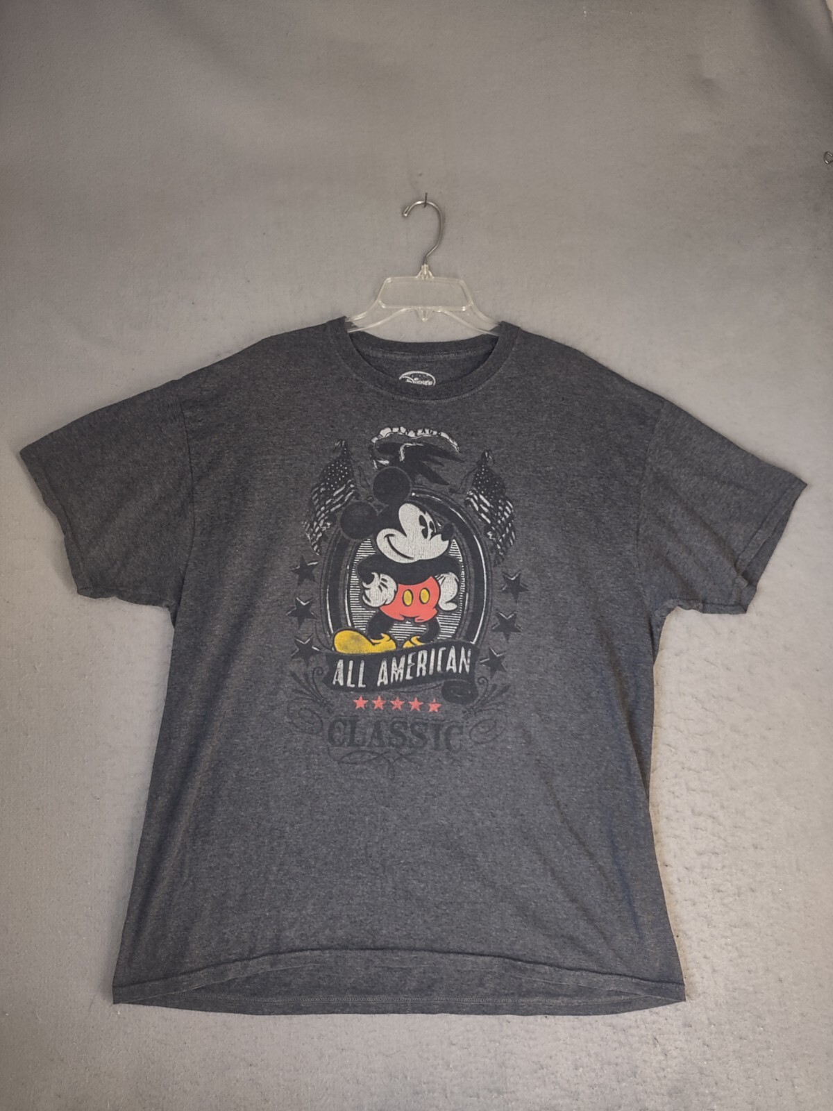 Mickey Mouse Shirt Adult XL 46 48 Gray Short Sleeve Crewneck Disney Pullover