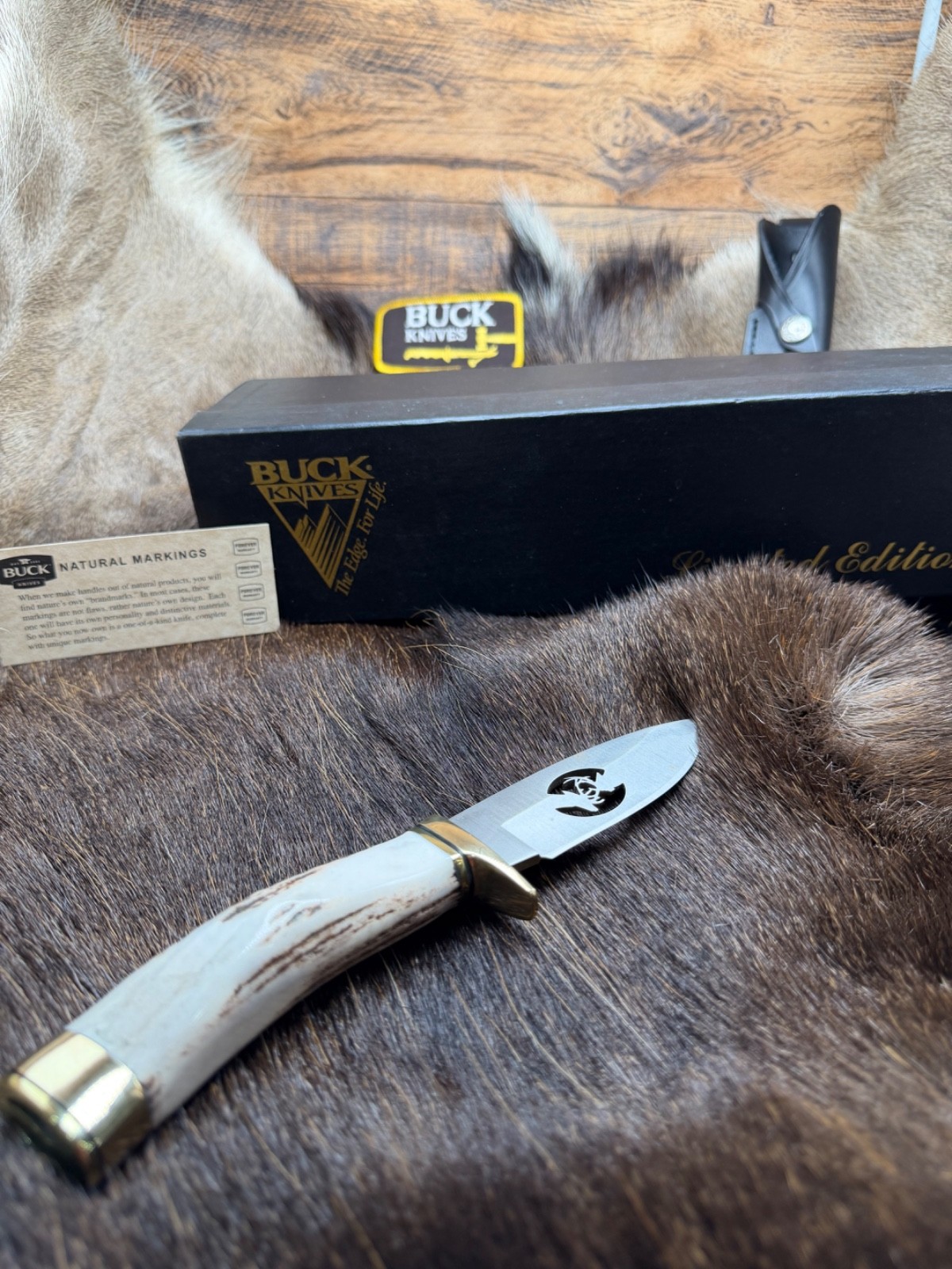 1990\'s Buck 192 Vanguard Ltd Edt Elk  Stag Laser Cutout With Leather Sheath Mint