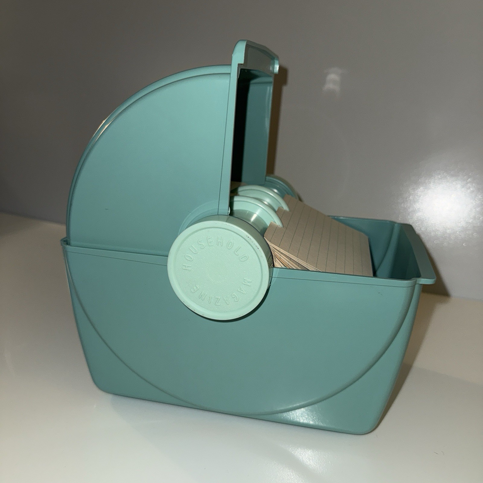 * NEW* VTG Household Hi-Speed Cookbook 1956 Rolodex Turn Style Recipe Turquoise