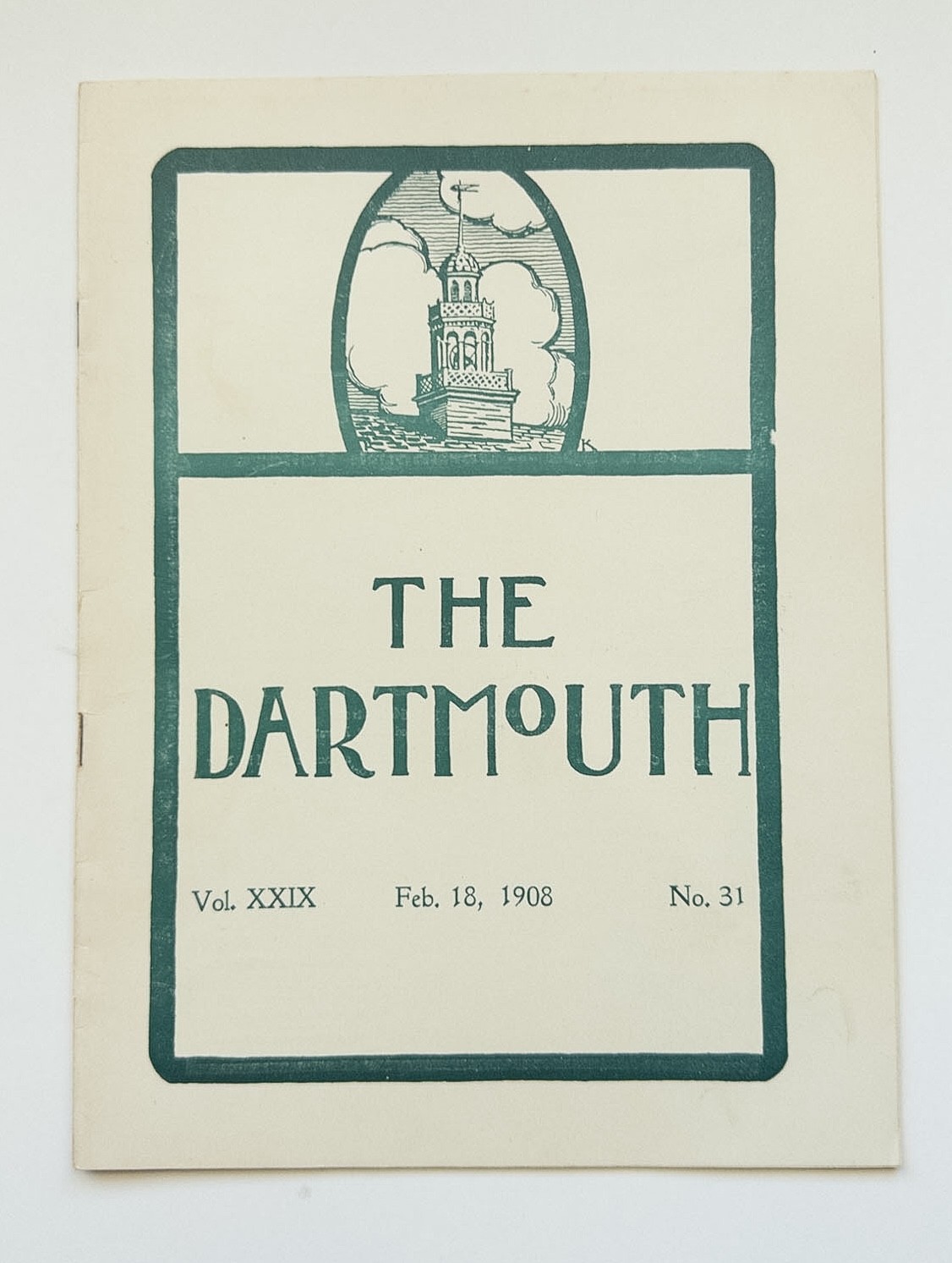 1908 The Dartmouth Magazine Ivy League Ice Hockey Standings Revenue Stamp 7x10