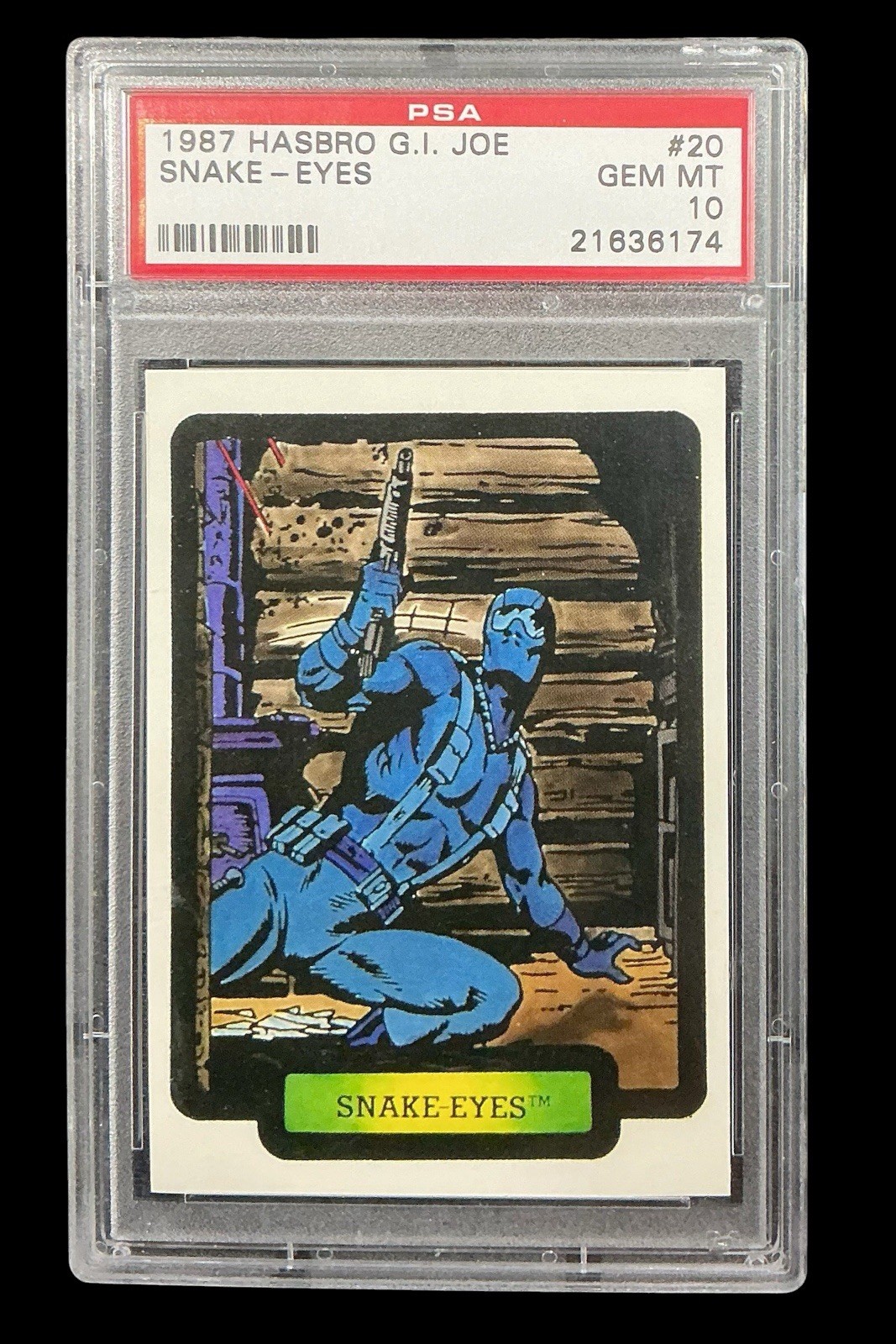 1987 hasbro g.i. joe #20 snake-eyes rc; 1st edition rookie PSA 10  (POP 2, GEM)