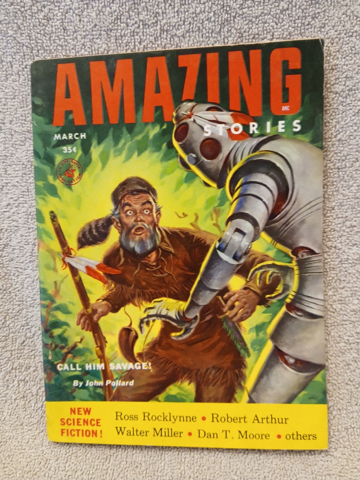 VINTAGE AMAZING STORIES--March 1954 pulp sci-fi magazine