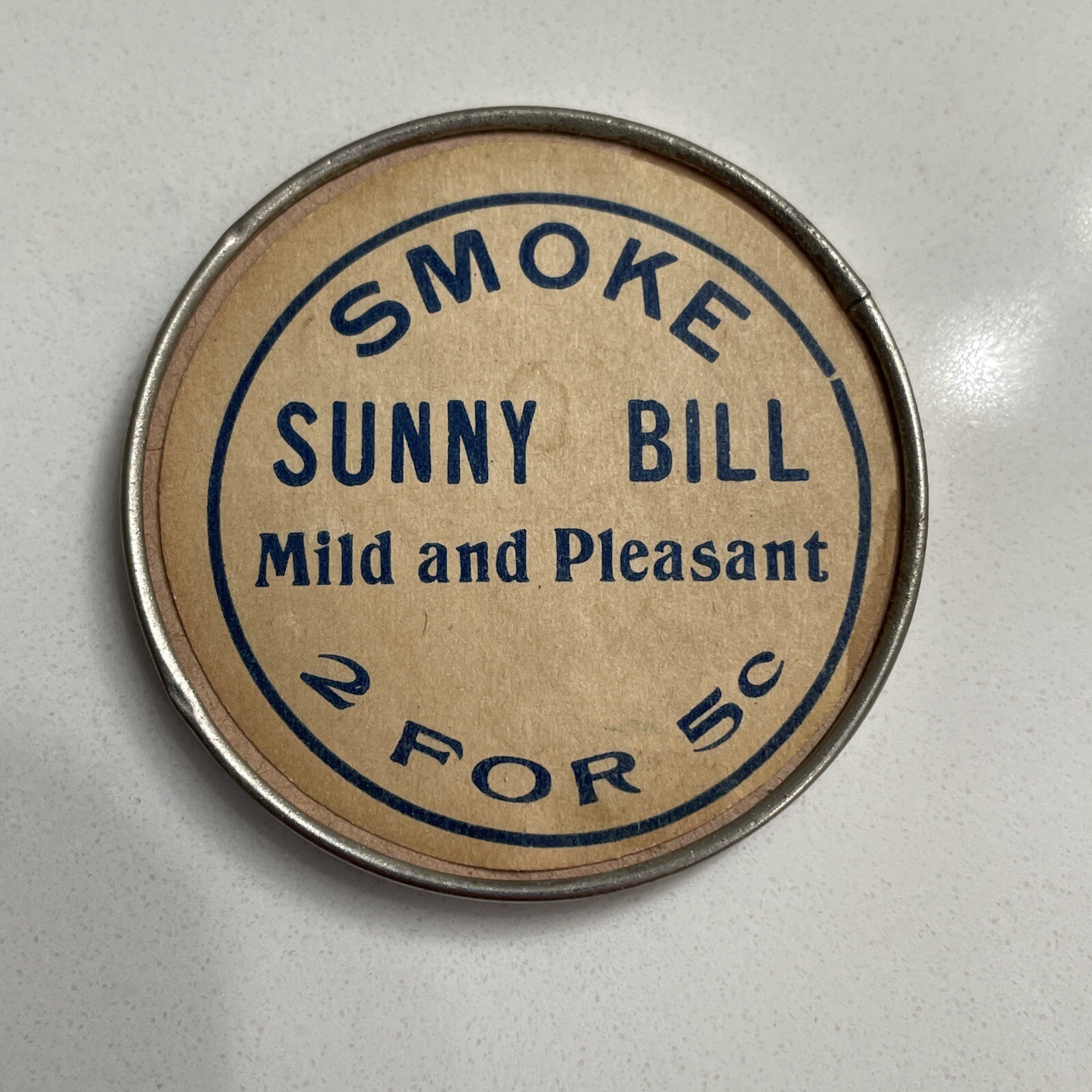 Circa 1910 Advertising Pocket Mirror Smoke Sunny Bill Cigars 2 for 5 Cents