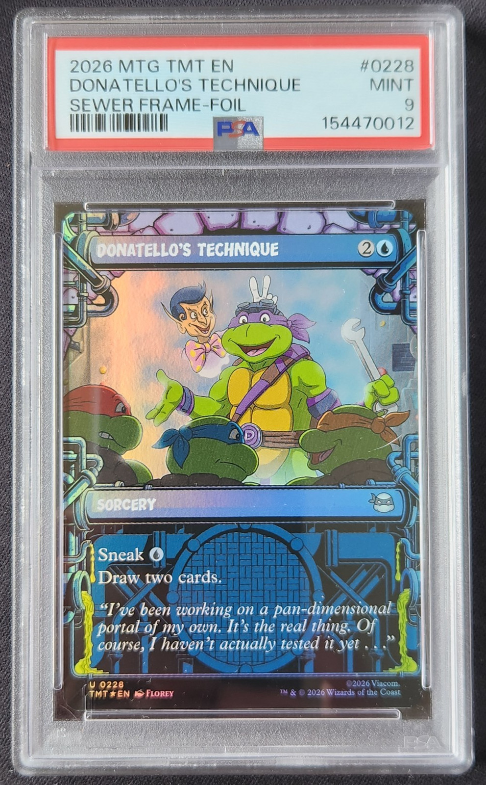 DONATELLO\'S TECHNIQUE 2026 MTG TMNT Sewer Frame FOIL #0228 PSA MINT 9