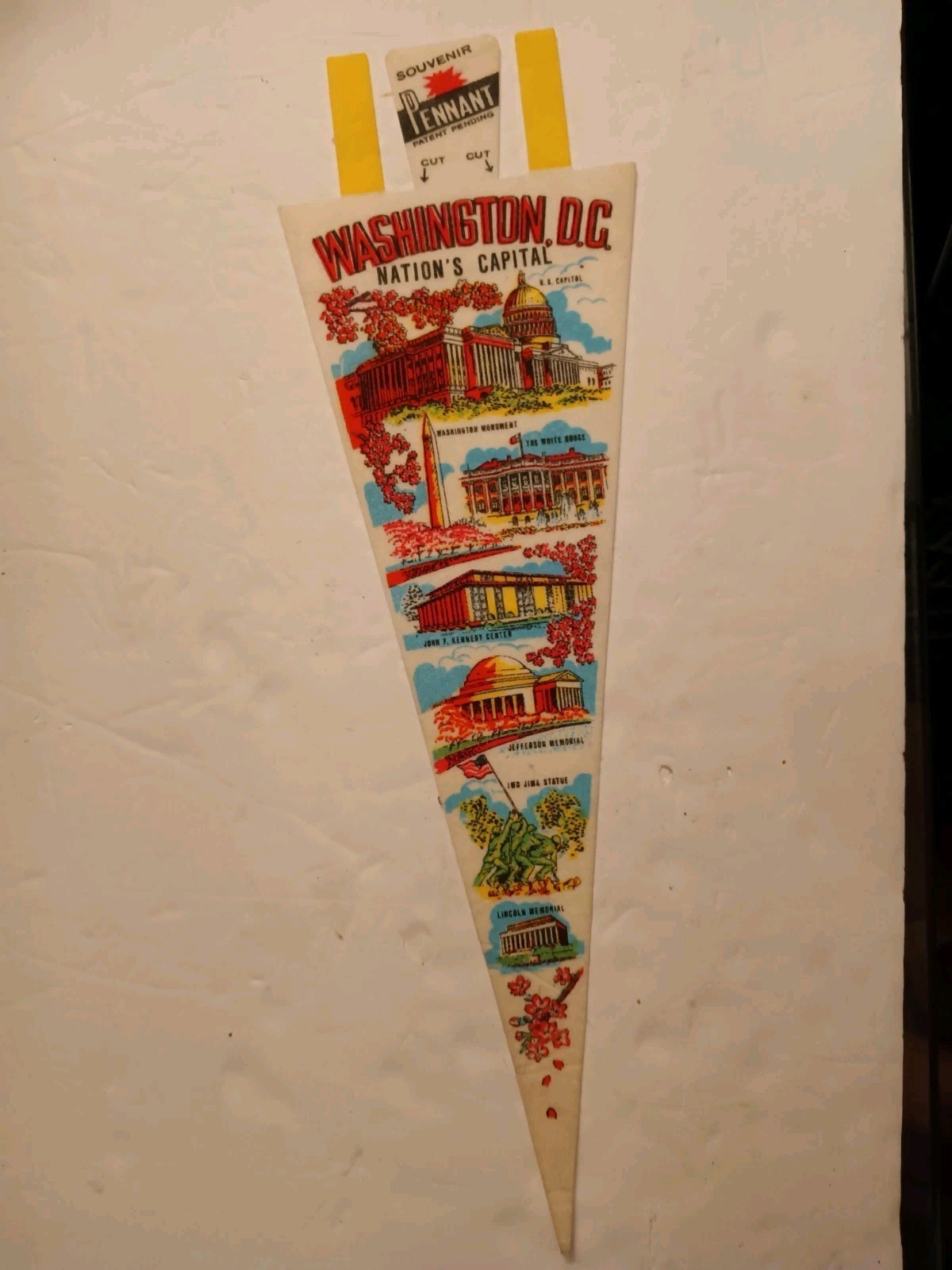 Vintage WASHINGTON DC Pennant US Capitol White House Lincoln Memorial Souvenir