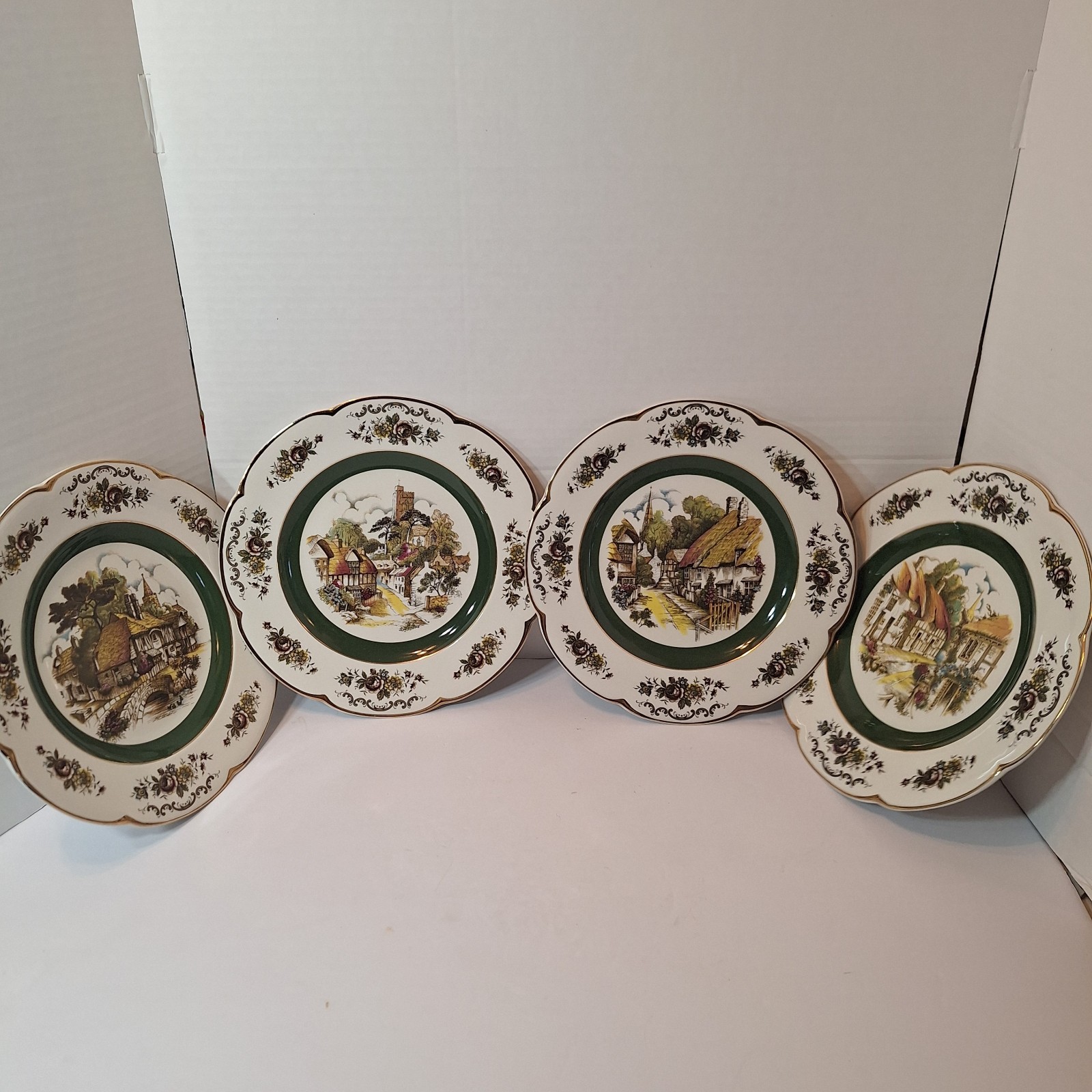 Vtg Wood & Sons Ascot English Village Service Plate Wall Decor #680 Set Of 4