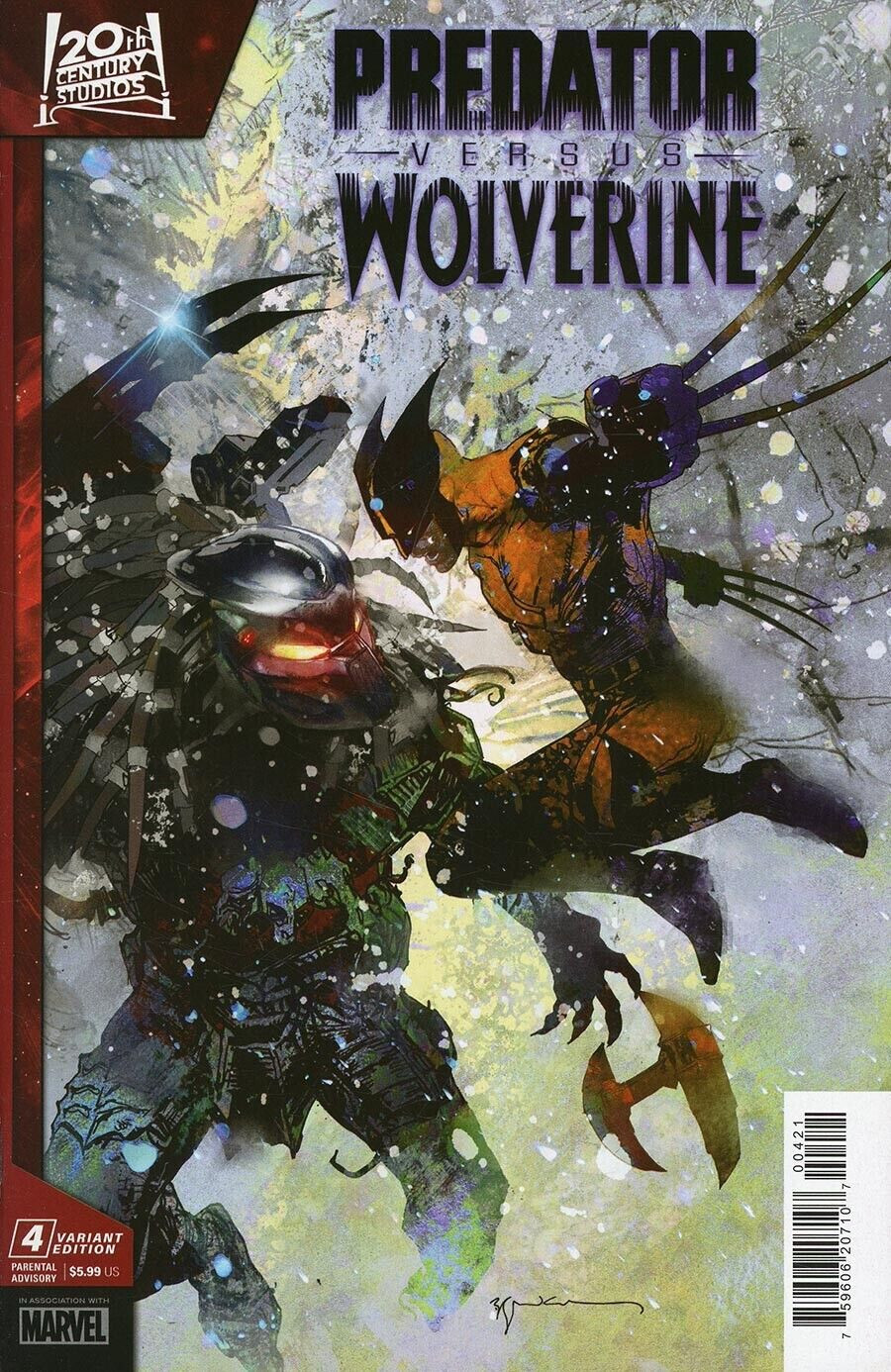 PREDATOR VERSUS WOLVERINE #4 (BILL SIENKIEWICZ VARIANT) COMIC BOOK ~ Marvel