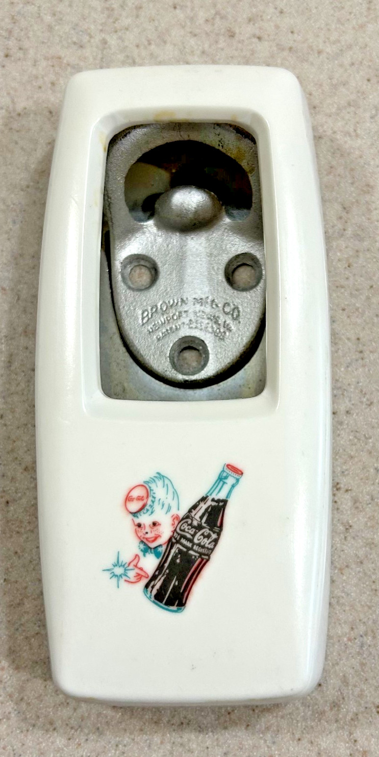 Vintage 1950s Coca-Cola Sprite Boy Brown MFG Cap Catcher Wall Bottle Opener