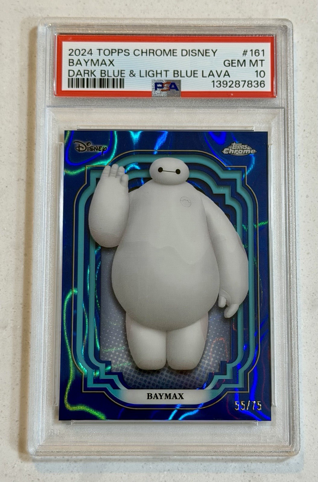 2024 Topps Chrome Disney Baymax /75 Dark Blue Lava PSA 10 GEM MINT Big Hero 6