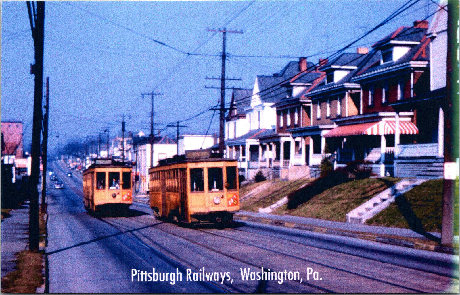 Pittsburgh Washington PA Railway Postcard Trolley Interurban Tram RPPC Reprint