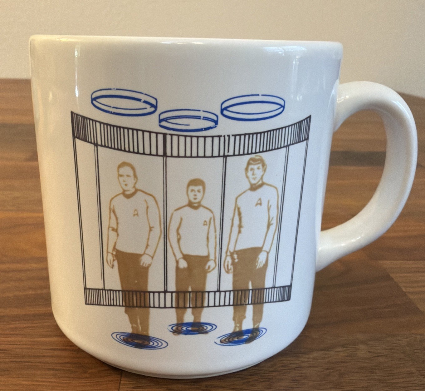 STAR TREK Transporter Mug Coffee Cup Vintage 1989 Kirk Spock McCoy