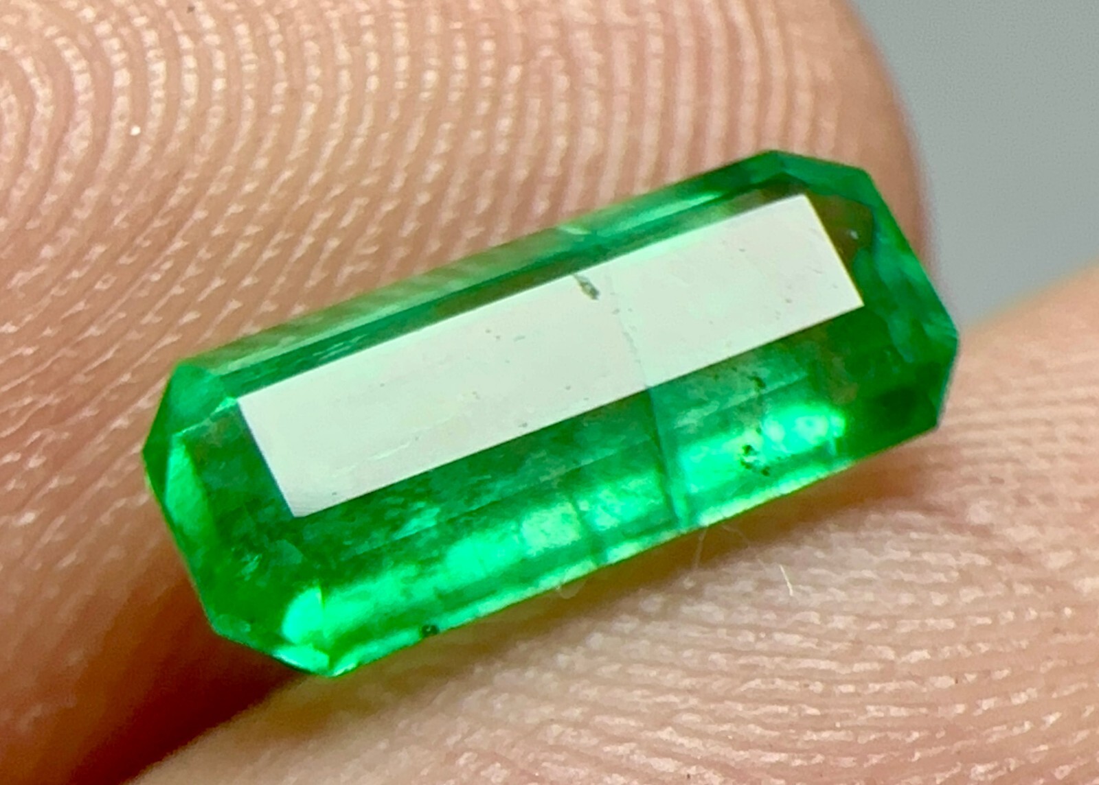 0.80 Ct WOW Top Green Transparent Emerald Cut Gemstone From Pakistan.