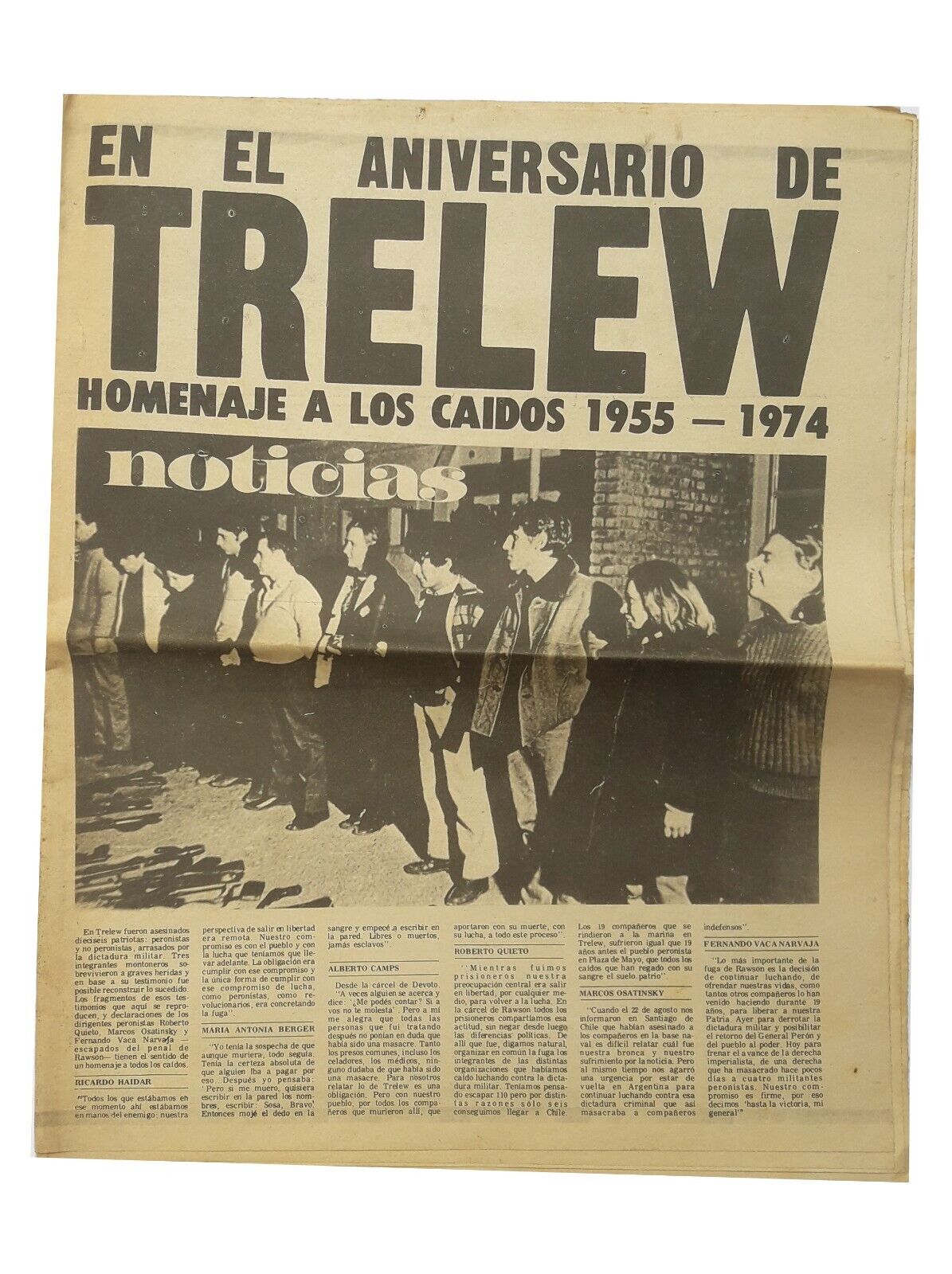 Vtg 1974 Argentina Military Dictatorship Trelew Massacre Auth. Newspaper Unique