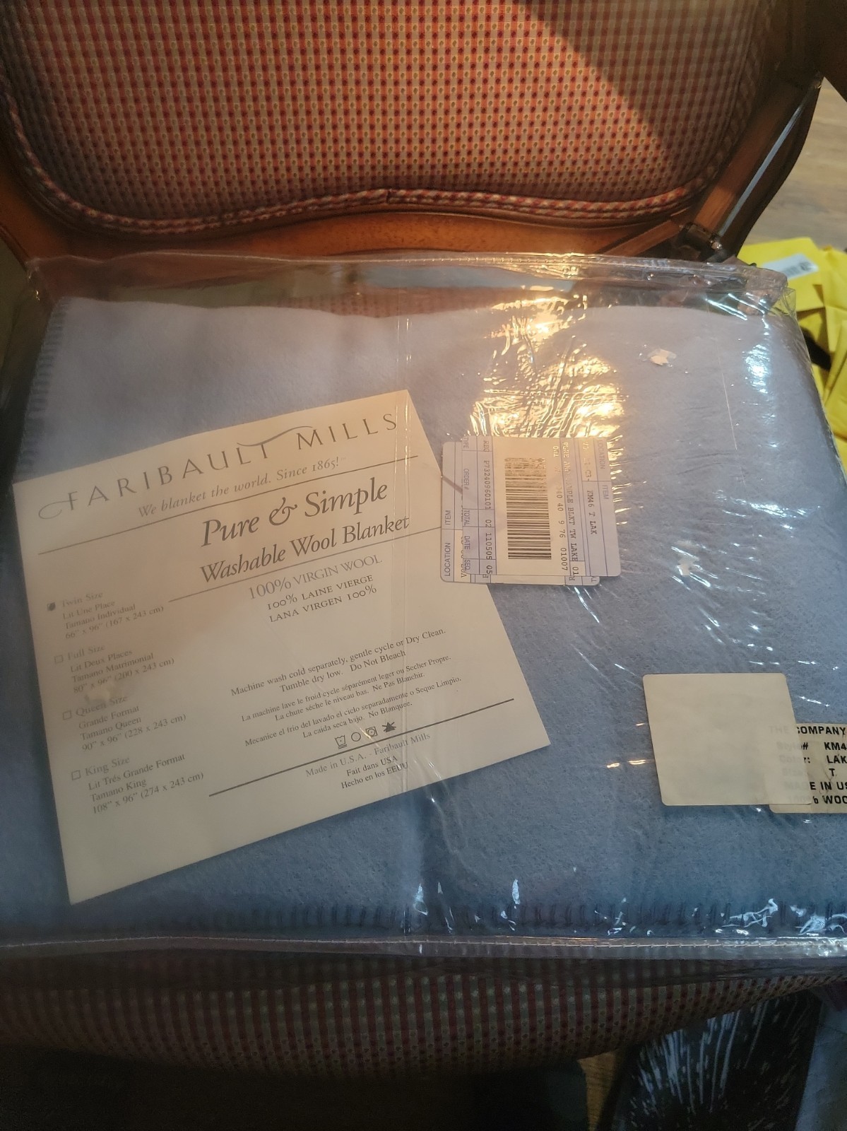 Faribault Mills NEW 100% Virgin Wool Twin Blanket Blue LAK Styl KM46 66\