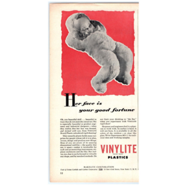 1947 Print Ad Bakelite Corporation Vinylite Plastics Baby Doll So Cute