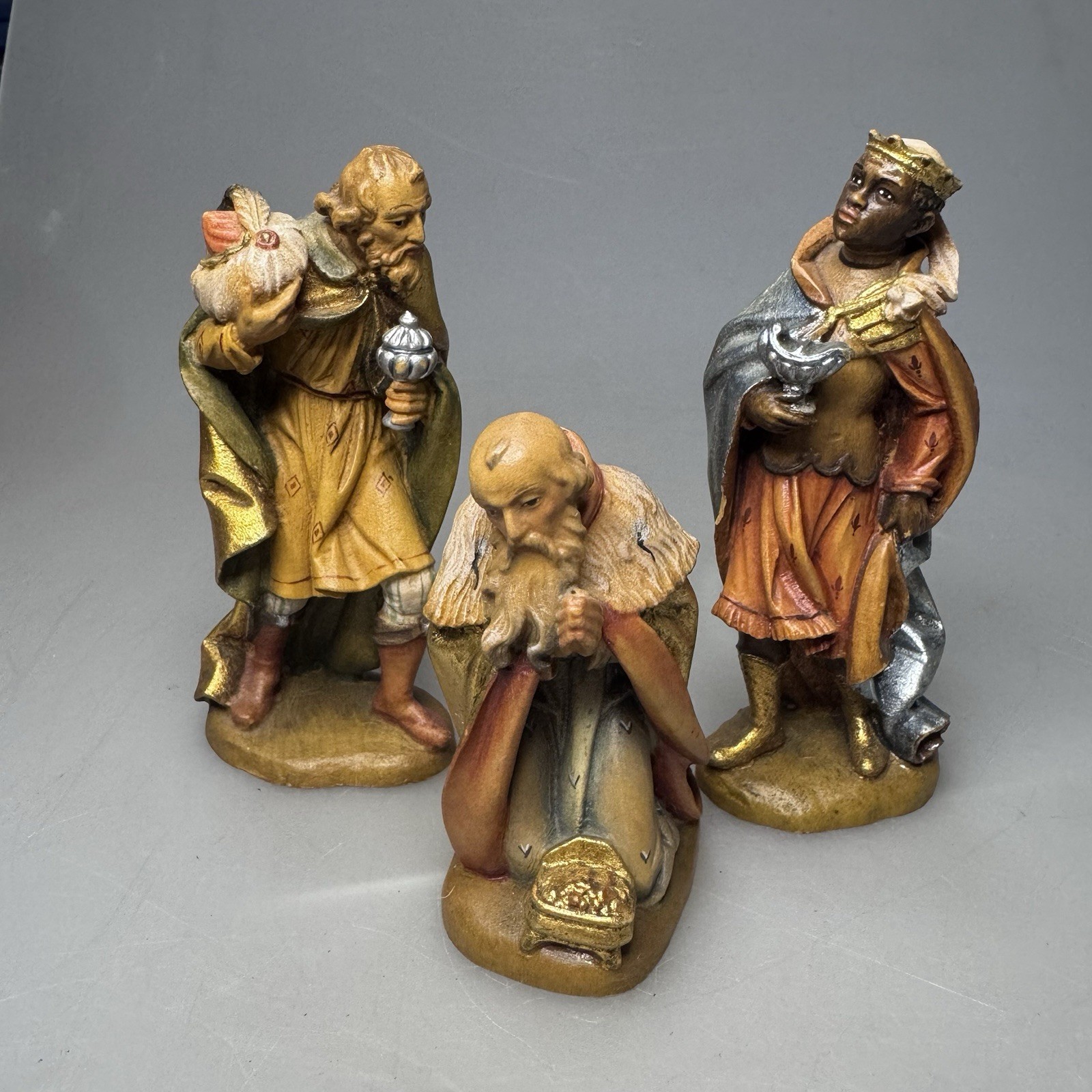 LEPI Nativity Figurines 3 Wise Men Venetian 10000 Carved Wood Italy 12cm