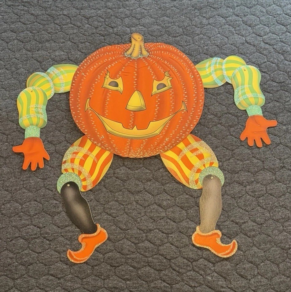 Shiny Brite 2001 Christopher Radco jointed pumpkin Paper Wall Display Halloween Shiny Brite 2001 Christopher Radco jointed pumpkin Paper Wall Display Halloween
