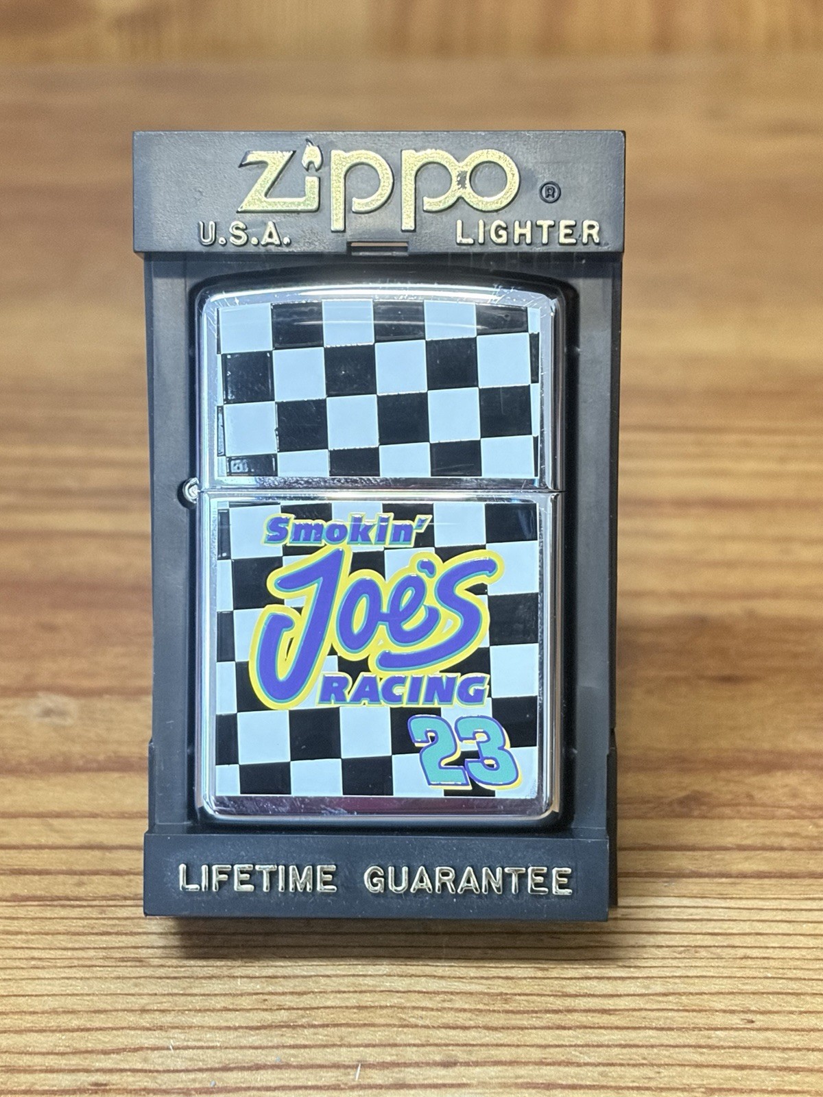 vintage 1997 Zippo Smokin\' Joe\'s Racing #23 chrome lighter NASCAR Jimmy Spencer