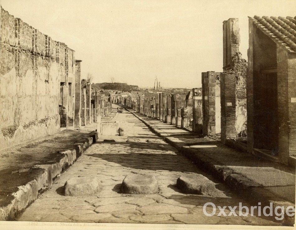 ALBUMEN PHOTO Pompeii Ruins Street Antiquities 1880 ORIGINAL Antique