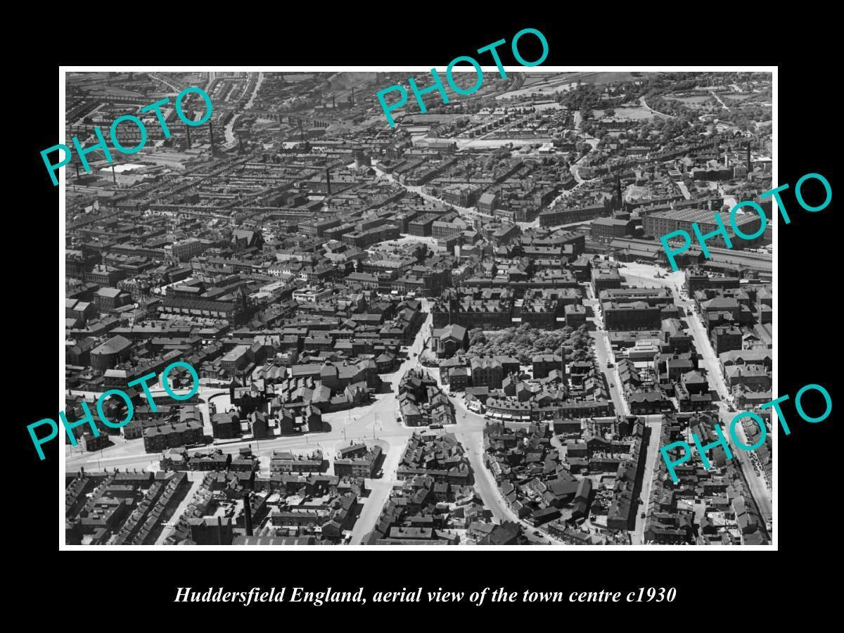 OLD 8x6 HISTORIC PHOTO OF HUDDERSFIELD ENGLAND AERIAL VIEW OF TOWN c1930 4