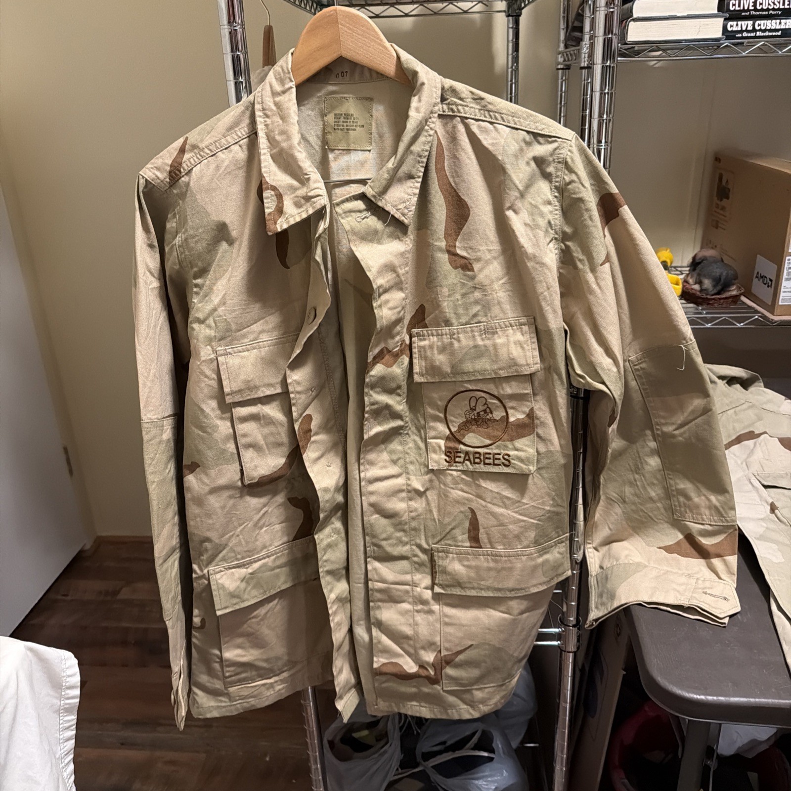 US Navy Seabees Desert Camo Shirt Men's medium Regular Long Sleeve