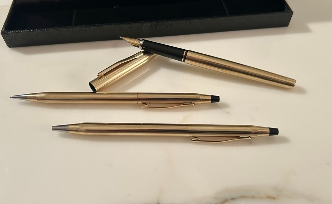 Vintage Cross Set of 3 Gold Filled 10KT Fountain Pen Biro Portamine USA