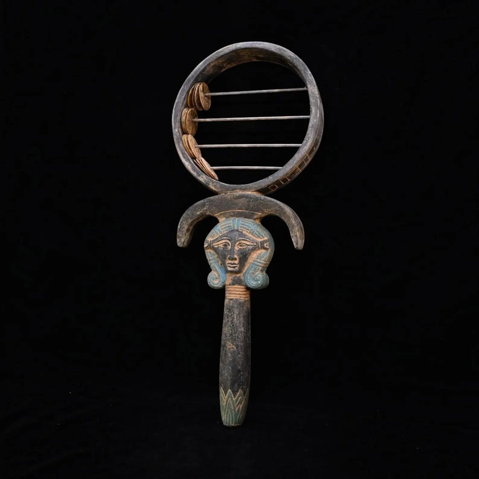 Egyptian Artifacts Rare Authentic Pharaonic Sistrum Egyptian Goddess Hathor BC