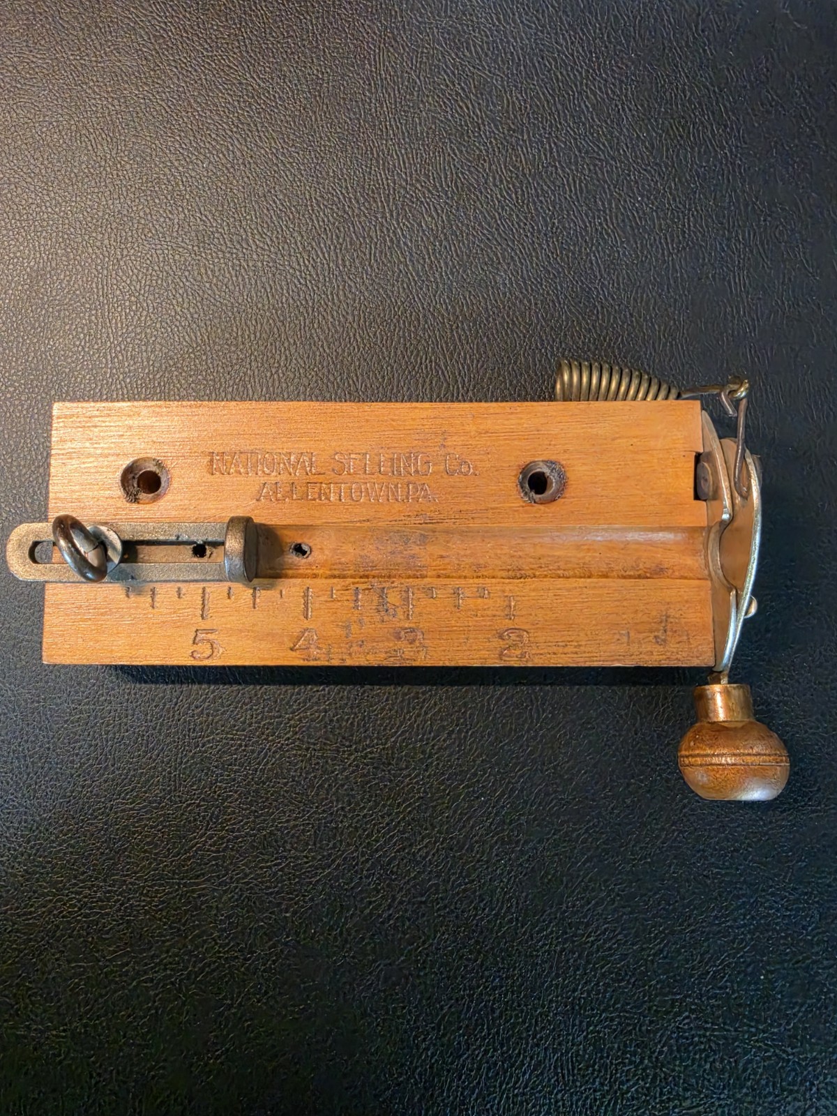 Vintage Antique National Selling Co. Cigar Cutter Wood Block Adjustable RARE