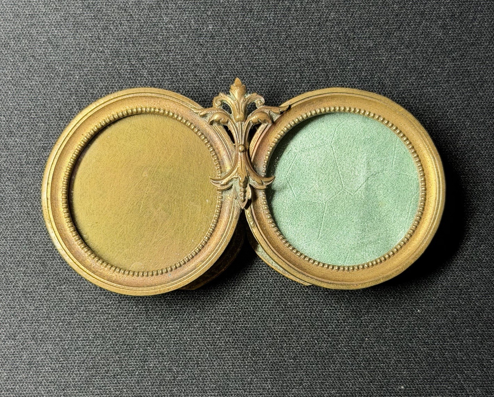 Antique French Style Louis XVI Miniature Double Portrait Photo Frame Vintage