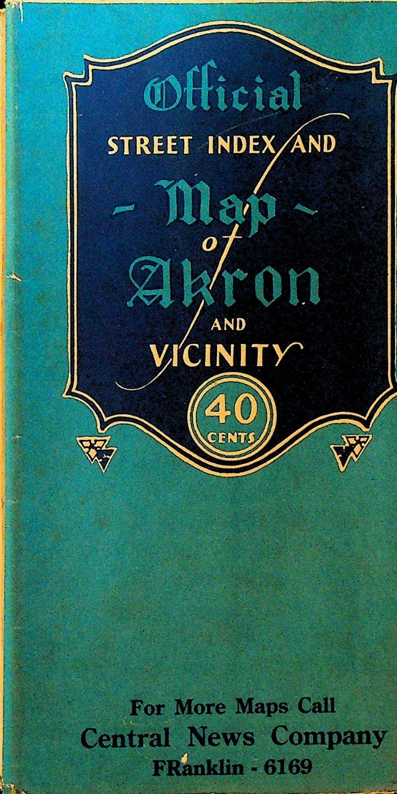 Official Street Index & Map of Akron and Vicinity Ohio Vintage Mountcastle