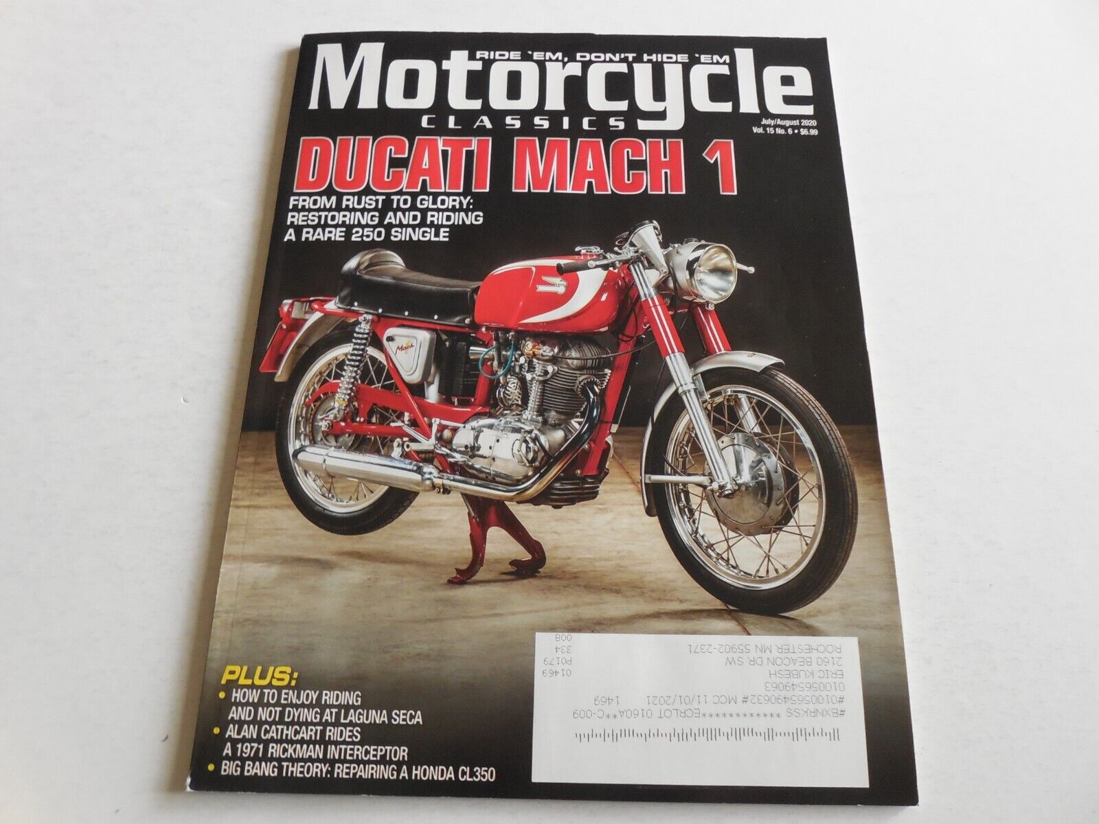 Motorcycle Classics magazine July/Aug 2020 Ducati Mach 1 Rickman Ninja 900 CL350