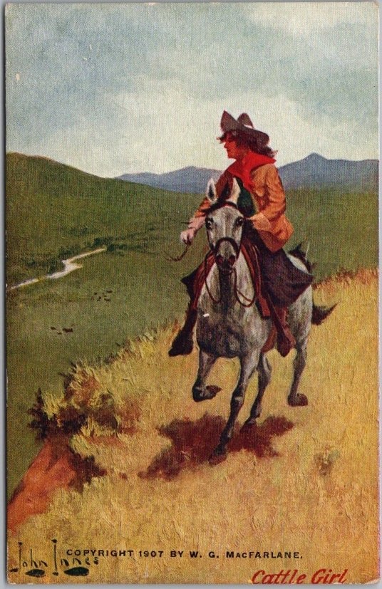 c1907 Artist-Signed JOHN INNES / Western Postcard \