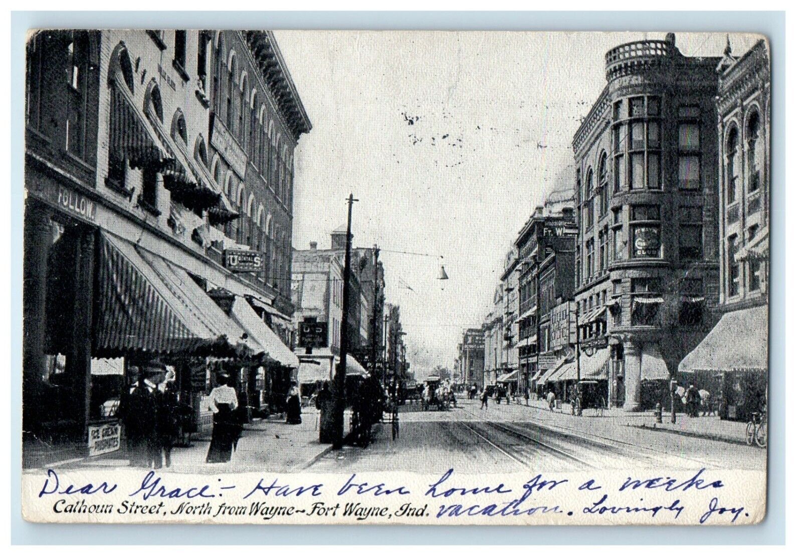 1907 Calhoun Street North From Wayne Fort Wayne Indiana IN Antique Postcard