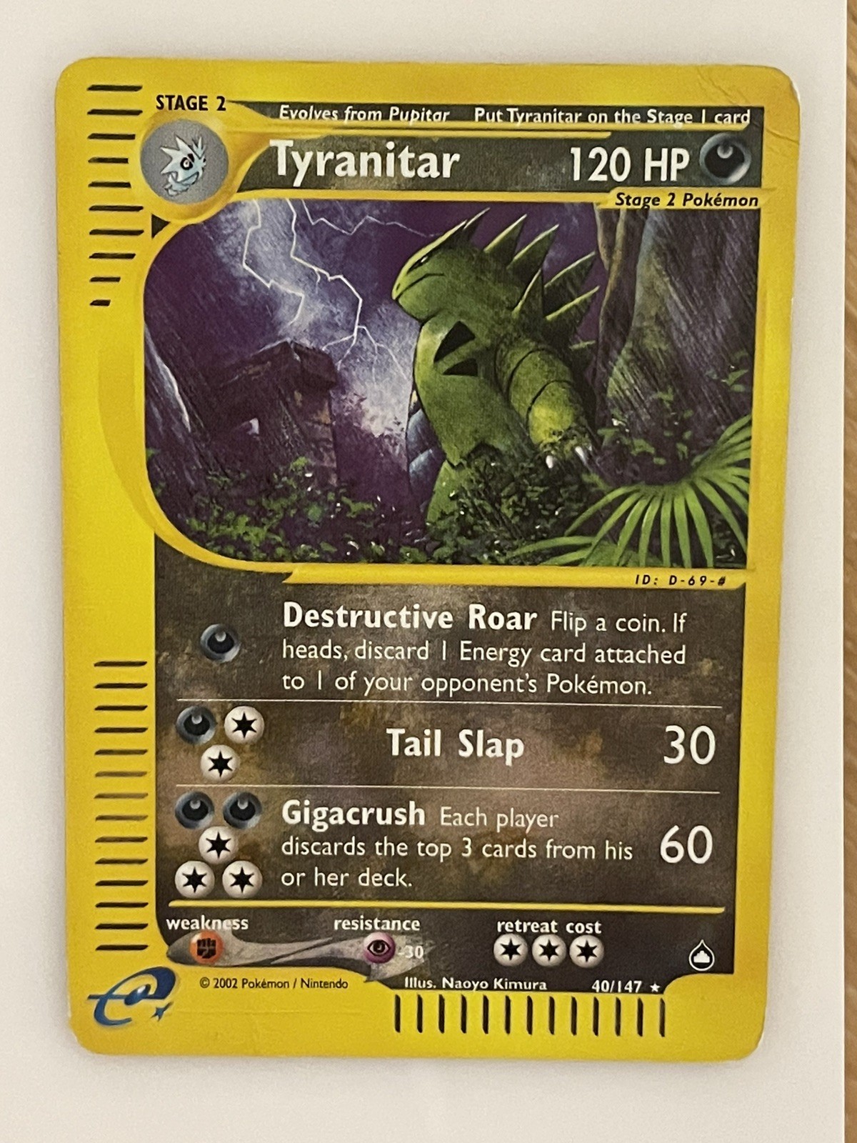 Tyranitar 40/147 Aquapolis Reverse Holo Rare Heavily Played (2) WOTC 2002