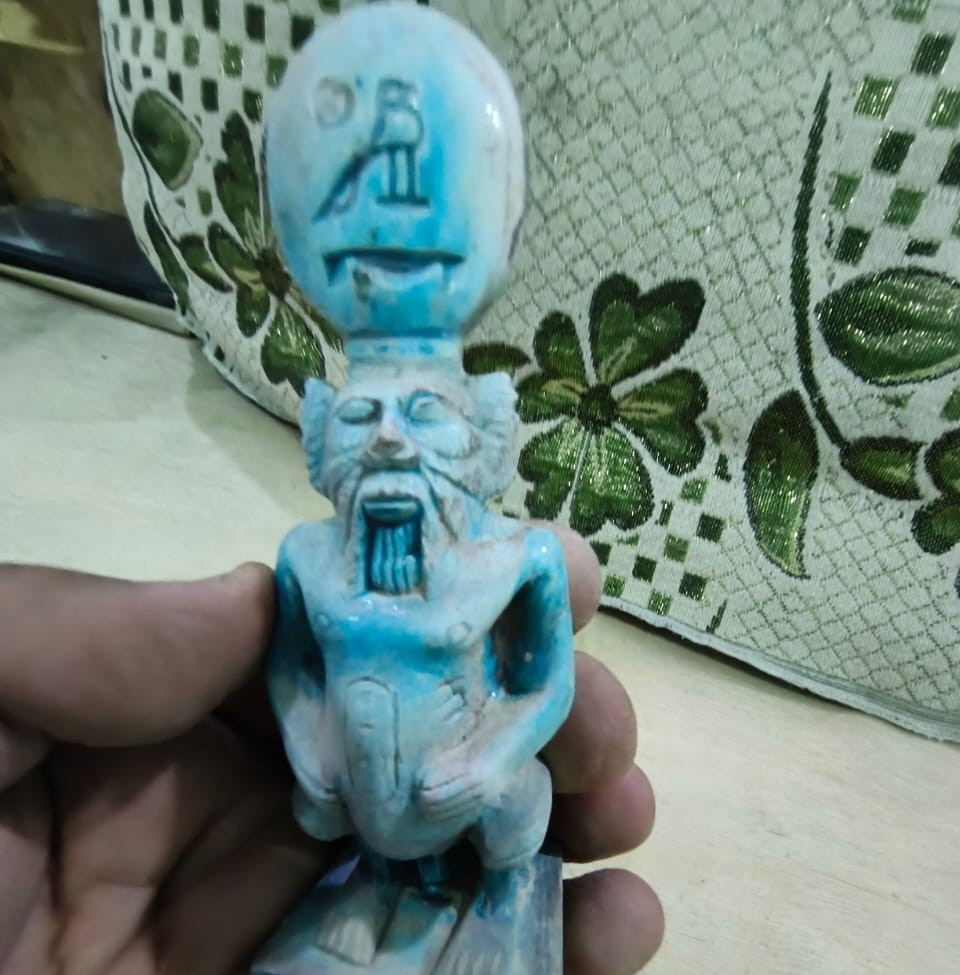 Egyptian Artifacts Unique Authentic Pharaonic Statue Of Egyptian God Bes BC