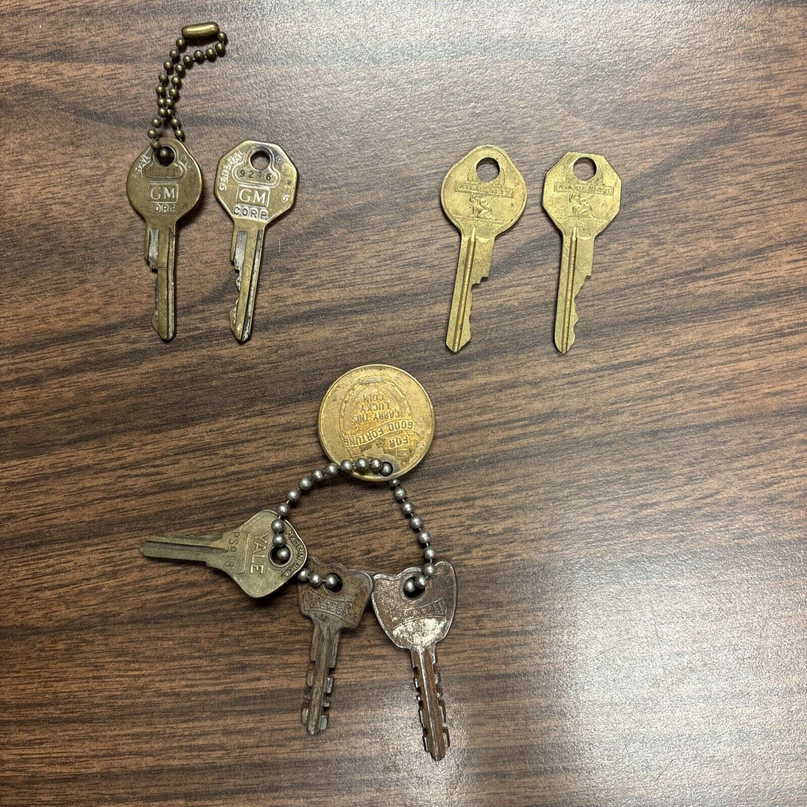 Lot Of 7 Vintage Keys (Yale, GM Corp, Atlas, Milwaukee)