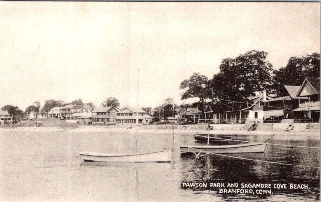 1910-20\'s PAWSON PARK SAGAMORE COVE BEACH BRANFORD CT COLLOTYPE POSTCARD