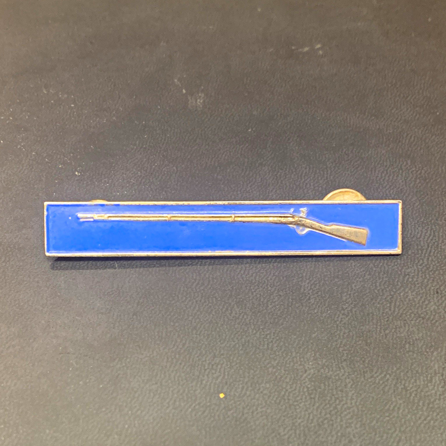 Blue Rifle Bar Pin Clutch Back Army Militaria Insignia WW11 Sterling