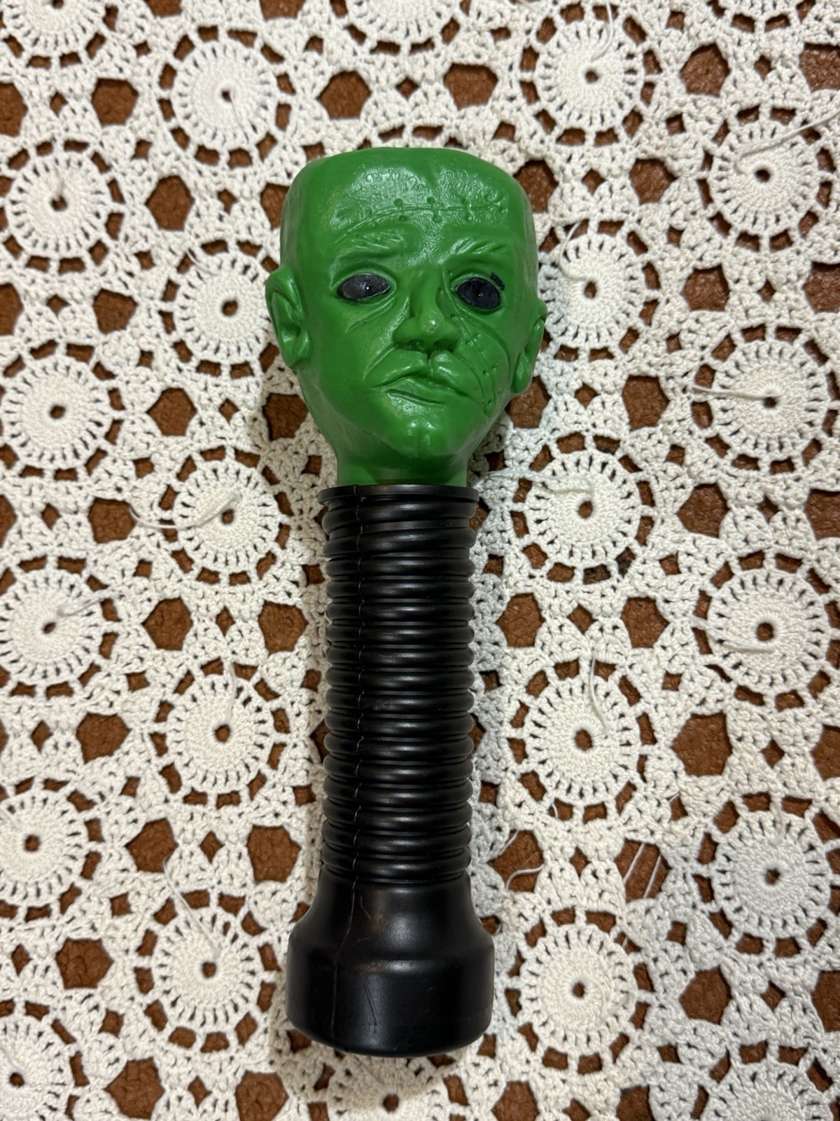 Vtg 90s Halloween Blow Mold Flashlight green Frankenstein\'s monster head As Is