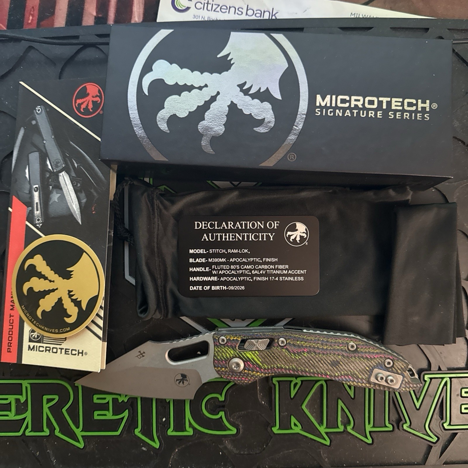 Microtech/Marfione Select Stitch M390MK 80’s Camo Carbon