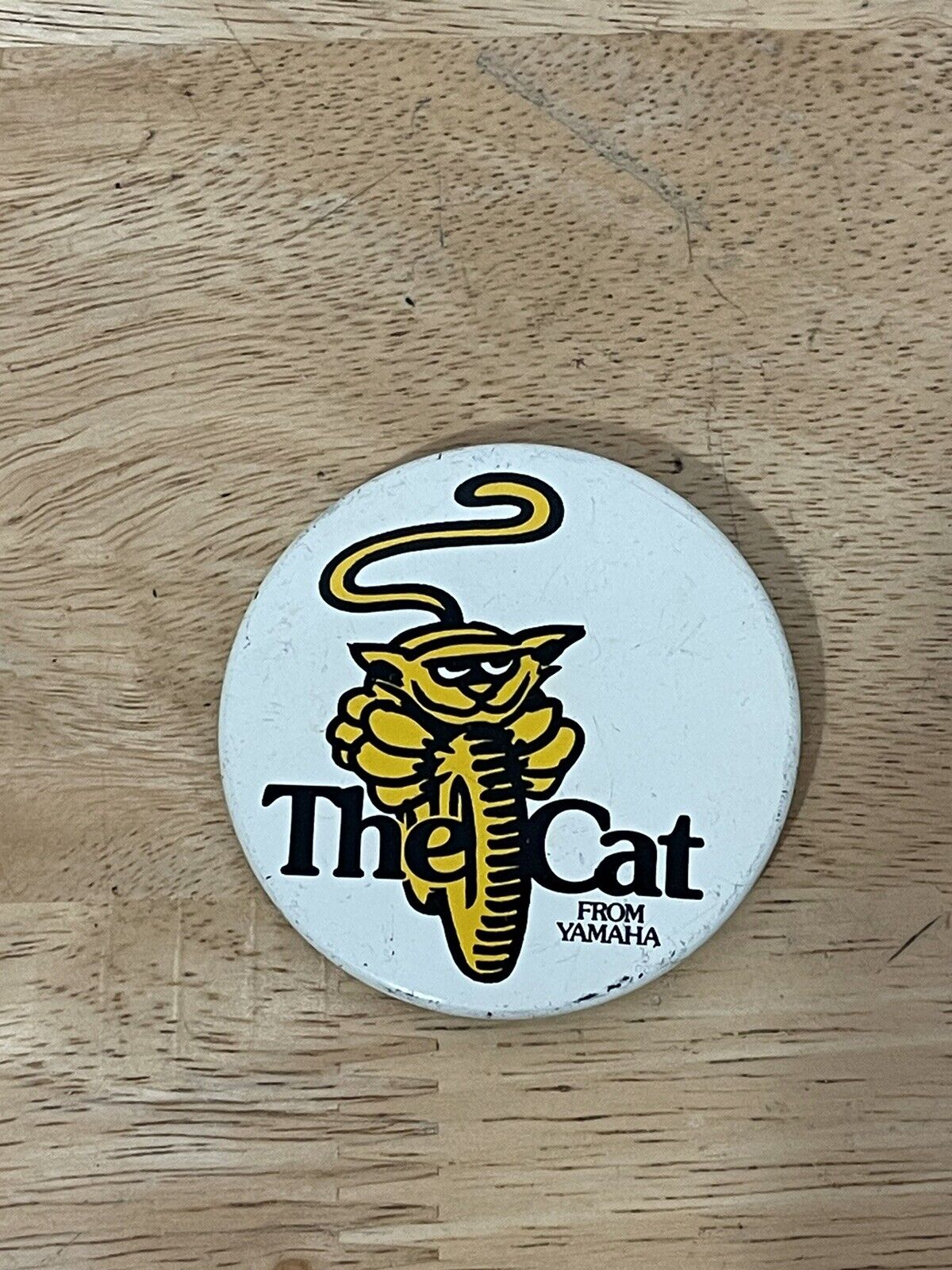 The Cat From YAMAHA Vintage Motorcycle Button / Pin