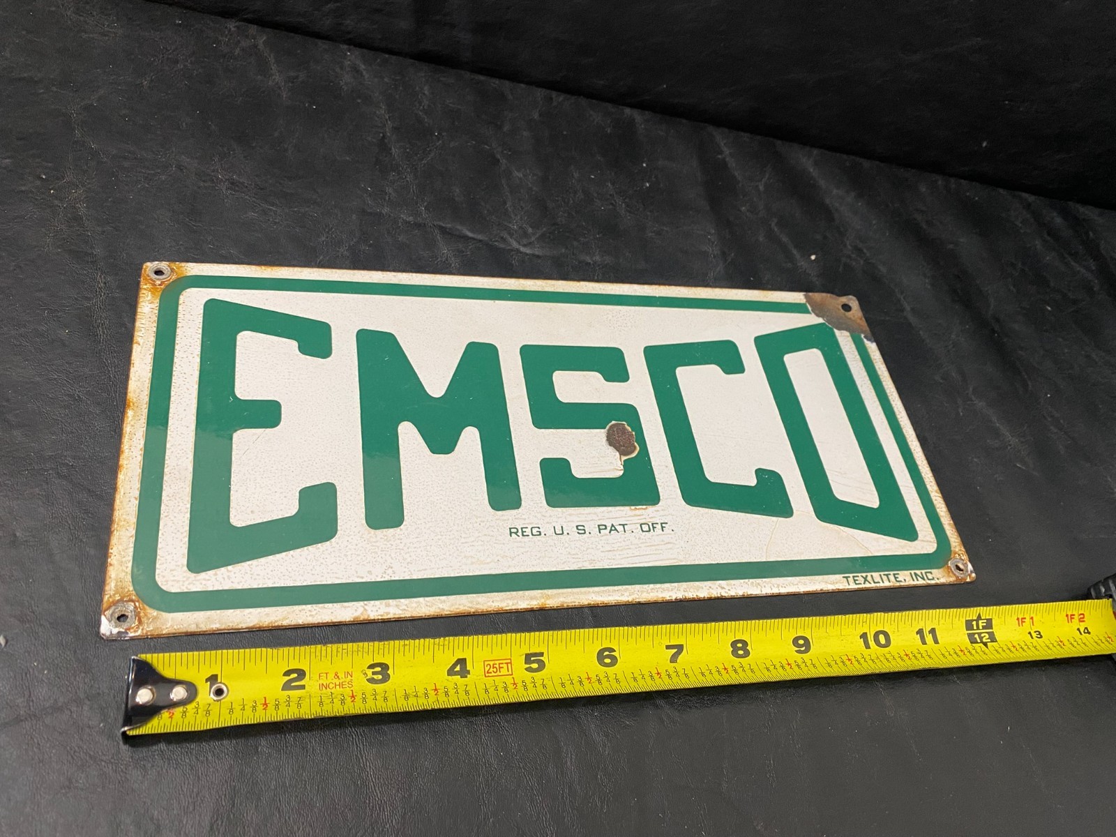 antique vintage EMSCO metal sign 12 x 6